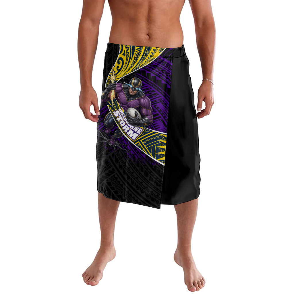 Melbourne Storm Rugby Lavalava Tribal Polynesian Power Art - Lightning Mascot