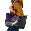 Melbourne Storm Rugby Leather Tote Bag Tribal Polynesian Power Art - Lightning Mascot