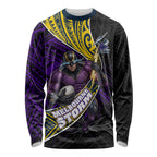 Melbourne Storm Rugby Long Sleeve Shirt Tribal Polynesian Power Art - Lightning Mascot