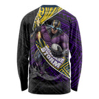 Melbourne Storm Rugby Long Sleeve Shirt Tribal Polynesian Power Art - Lightning Mascot