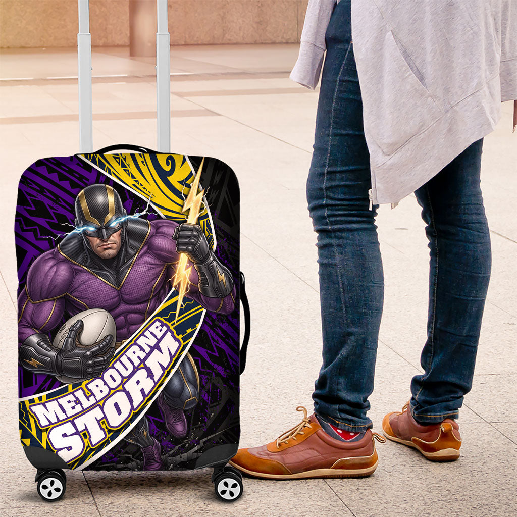 Melbourne Storm Rugby Luggage Cover Tribal Polynesian Power Art - Lightning Mascot