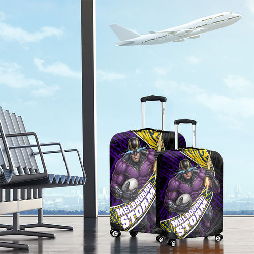 Melbourne Storm Rugby Luggage Cover Tribal Polynesian Power Art - Lightning Mascot