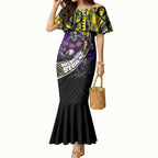 Melbourne Storm Rugby Mermaid Dress Tribal Polynesian Power Art - Lightning Mascot