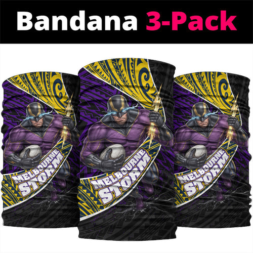 Melbourne Storm Rugby Neck Gaiter Tribal Polynesian Power Art - Lightning Mascot