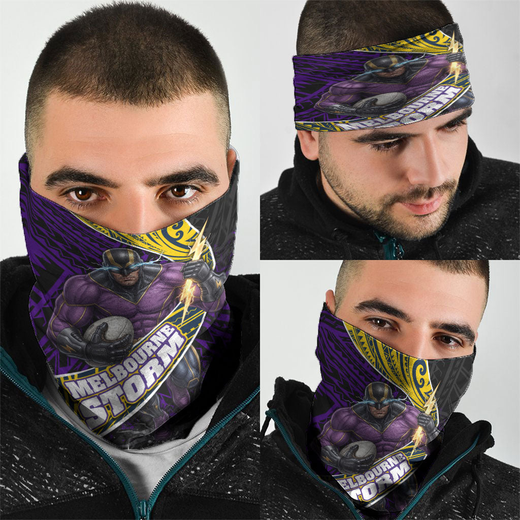 Melbourne Storm Rugby Neck Gaiter Tribal Polynesian Power Art - Lightning Mascot