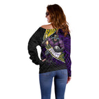 Melbourne Storm Rugby Off Shoulder Sweater Tribal Polynesian Power Art - Lightning Mascot
