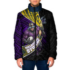 Melbourne Storm Rugby Padded Jacket Tribal Polynesian Power Art - Lightning Mascot