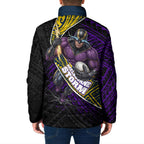 Melbourne Storm Rugby Padded Jacket Tribal Polynesian Power Art - Lightning Mascot