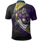 Melbourne Storm Rugby Polo Shirt Tribal Polynesian Power Art - Lightning Mascot