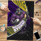 Melbourne Storm Rugby Puzzle Tribal Polynesian Power Art - Lightning Mascot