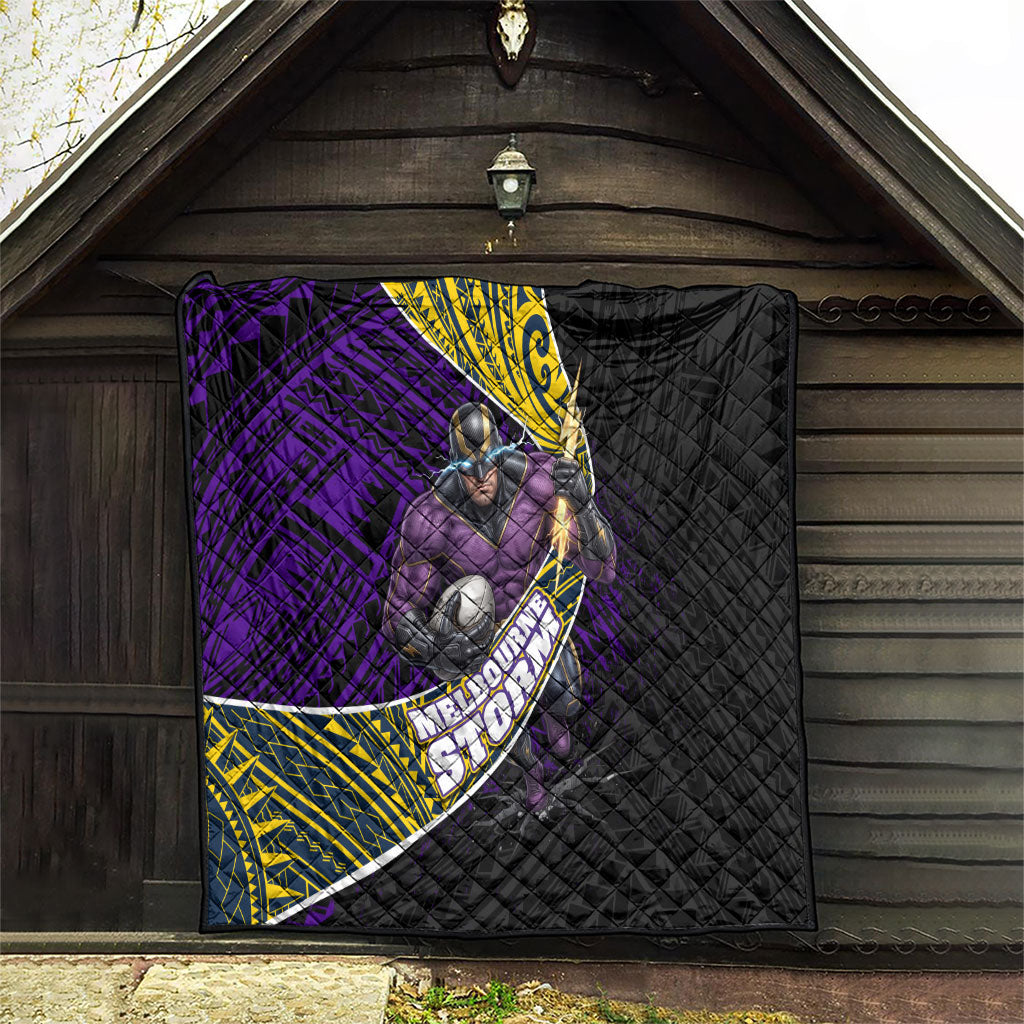 Melbourne Storm Rugby Quilt Tribal Polynesian Power Art - Lightning Mascot