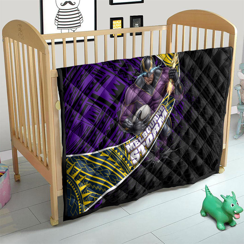 Melbourne Storm Rugby Quilt Tribal Polynesian Power Art - Lightning Mascot
