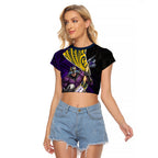 Melbourne Storm Rugby Raglan Cropped T Shirt Tribal Polynesian Power Art - Lightning Mascot