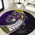 Melbourne Storm Rugby Round Carpet Tribal Polynesian Power Art - Lightning Mascot