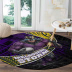 Melbourne Storm Rugby Round Carpet Tribal Polynesian Power Art - Lightning Mascot