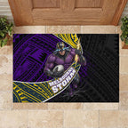 Melbourne Storm Rugby Rubber Doormat Tribal Polynesian Power Art - Lightning Mascot
