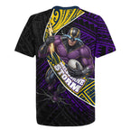 Melbourne Storm Rugby Rugby Jersey Tribal Polynesian Power Art - Lightning Mascot