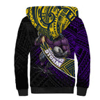 Melbourne Storm Rugby Sherpa Hoodie Tribal Polynesian Power Art - Lightning Mascot