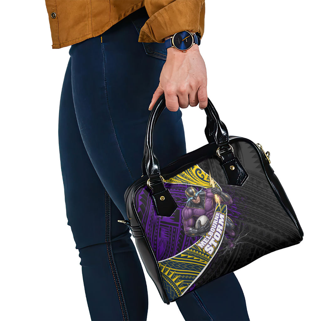 Melbourne Storm Rugby Shoulder Handbag Tribal Polynesian Power Art - Lightning Mascot
