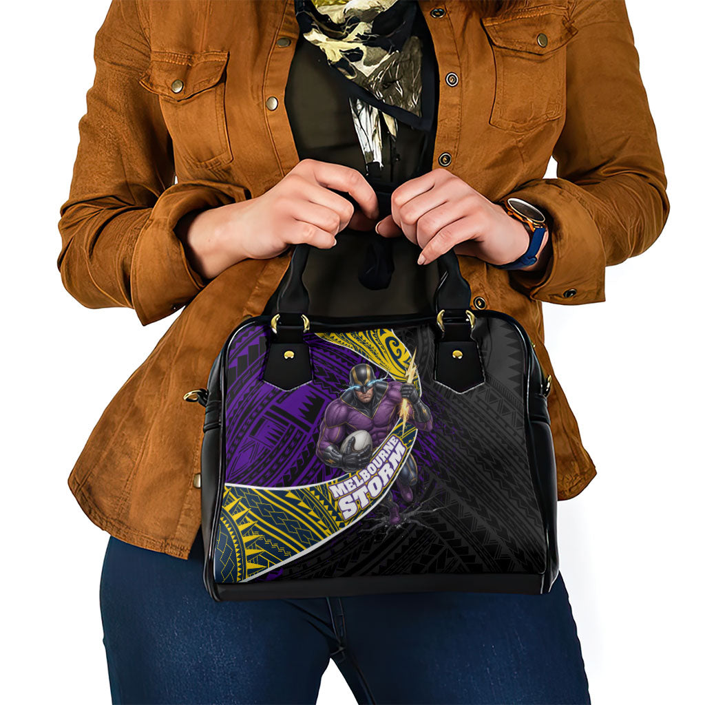 Melbourne Storm Rugby Shoulder Handbag Tribal Polynesian Power Art - Lightning Mascot