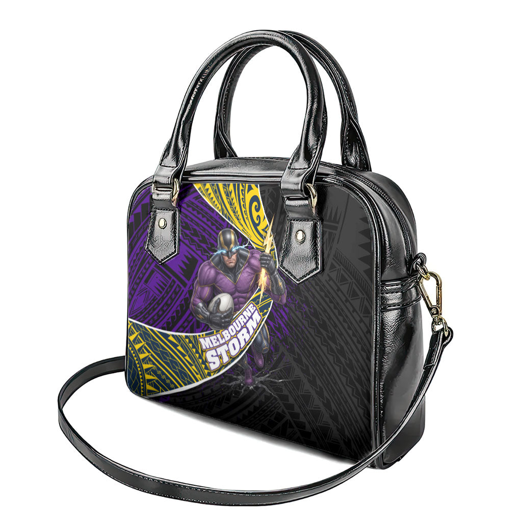Melbourne Storm Rugby Shoulder Handbag Tribal Polynesian Power Art - Lightning Mascot