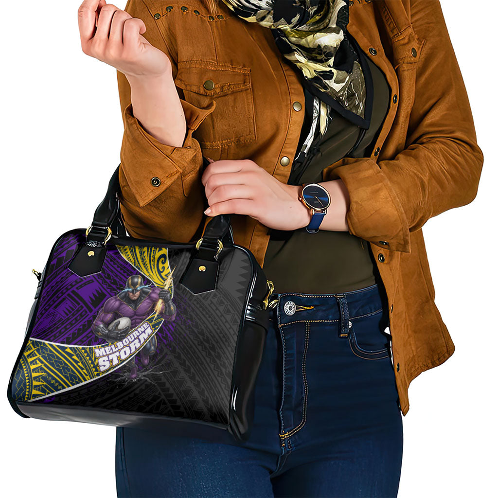 Melbourne Storm Rugby Shoulder Handbag Tribal Polynesian Power Art - Lightning Mascot