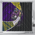Melbourne Storm Rugby Shower Curtain Tribal Polynesian Power Art - Lightning Mascot