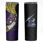 Melbourne Storm Rugby Skinny Tumbler Tribal Polynesian Power Art - Lightning Mascot