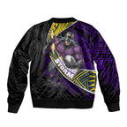 Melbourne Storm Rugby Sleeve Zip Bomber Jacket Tribal Polynesian Power Art - Lightning Mascot