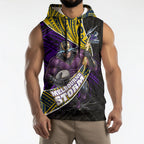 Melbourne Storm Rugby Sleeveless Hoodie Tribal Polynesian Power Art - Lightning Mascot
