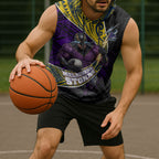 Melbourne Storm Rugby Sleeveless Hoodie Tribal Polynesian Power Art - Lightning Mascot