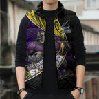 Melbourne Storm Rugby Sleeveless Puffer Jacket Tribal Polynesian Power Art - Lightning Mascot