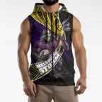 Melbourne Storm Rugby Sleeveless Zip Hoodie Tribal Polynesian Power Art - Lightning Mascot