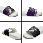 Melbourne Storm Rugby Slide Sandals Tribal Polynesian Power Art - Lightning Mascot