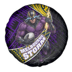 Melbourne Storm Rugby Spare Tire Cover Tribal Polynesian Power Art - Lightning Mascot