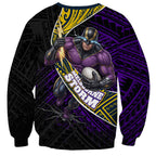 Melbourne Storm Rugby Sweatshirt Tribal Polynesian Power Art - Lightning Mascot