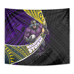 Melbourne Storm Rugby Tapestry Tribal Polynesian Power Art - Lightning Mascot