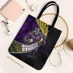 Melbourne Storm Rugby Tote Bag Tribal Polynesian Power Art - Lightning Mascot