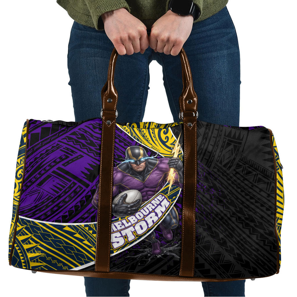 Melbourne Storm Rugby Travel Bag Tribal Polynesian Power Art - Lightning Mascot