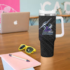 Melbourne Storm Rugby Tumbler With Handle Tribal Polynesian Power Art - Lightning Mascot