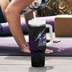 Melbourne Storm Rugby Tumbler With Handle Tribal Polynesian Power Art - Lightning Mascot