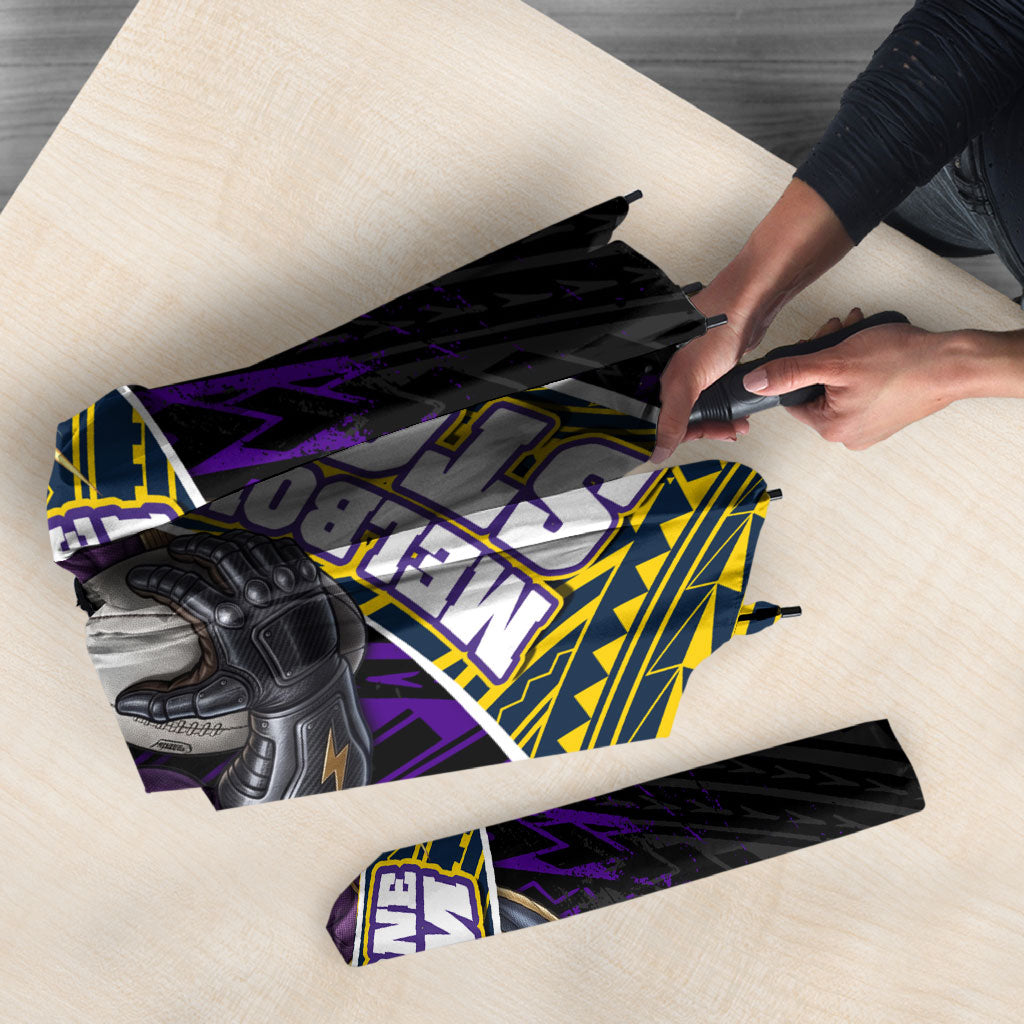 Melbourne Storm Rugby Umbrella Tribal Polynesian Power Art - Lightning Mascot