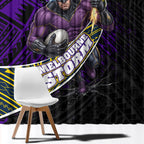 Melbourne Storm Rugby Window Curtain Tribal Polynesian Power Art - Lightning Mascot