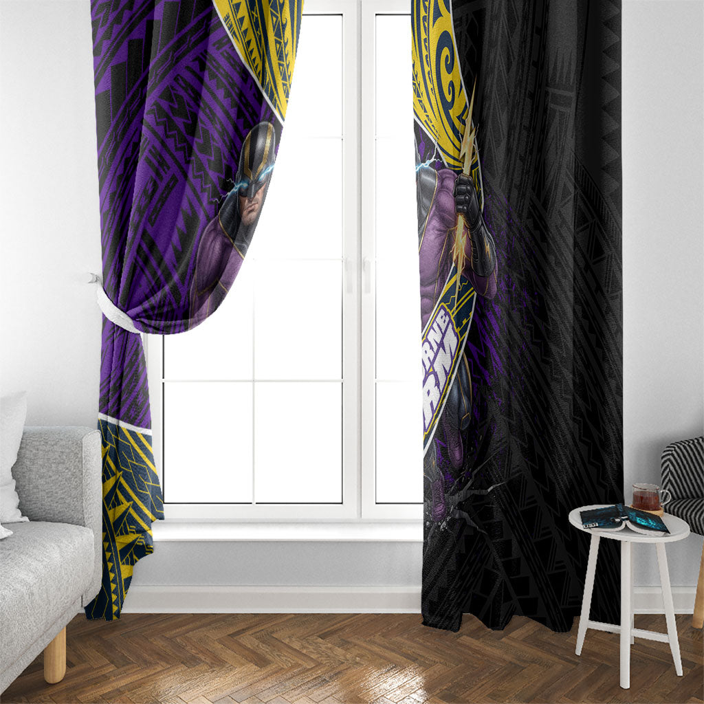 Melbourne Storm Rugby Window Curtain Tribal Polynesian Power Art - Lightning Mascot