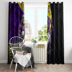 Melbourne Storm Rugby Window Curtain Tribal Polynesian Power Art - Lightning Mascot