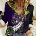 Melbourne Storm Rugby Women Casual Shirt Tribal Polynesian Power Art - Lightning Mascot