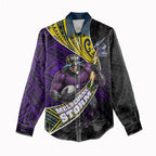 Melbourne Storm Rugby Women Casual Shirt Tribal Polynesian Power Art - Lightning Mascot