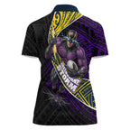 Melbourne Storm Rugby Women Polo Shirt Tribal Polynesian Power Art - Lightning Mascot