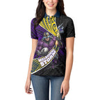 Melbourne Storm Rugby Women Polo Shirt Tribal Polynesian Power Art - Lightning Mascot