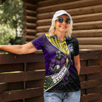 Melbourne Storm Rugby Women Polo Shirt Tribal Polynesian Power Art - Lightning Mascot